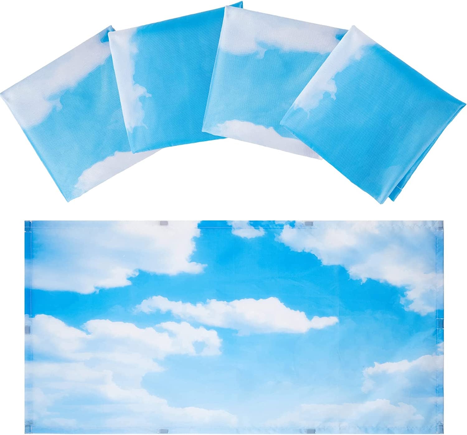 4 Pack Fluorescent Light Covers Magnetic Light Cover Fluorescent Light Shade Panel Ceiling Light Covers Magnetic Light Filters for Office Classroom Home Drop Ceiling, 4 X 2 Feet (Cloud, Blue Sky)